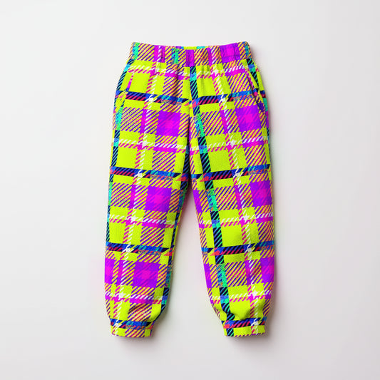 Kid's Neon Plaid Jogger