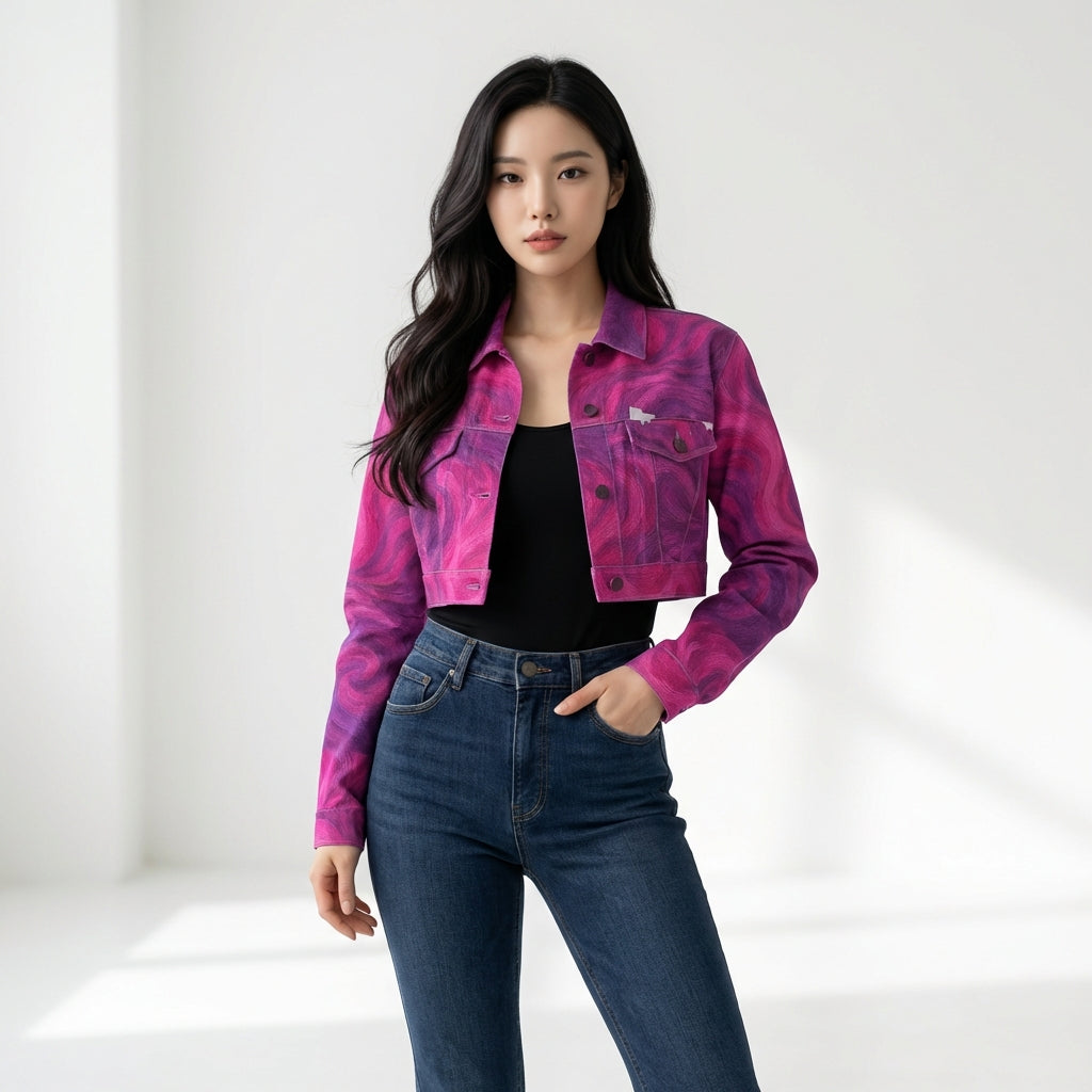 Cropped Jean Cotton Jacket Purple Storm