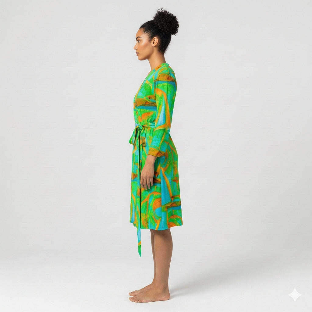 Wrap Dress Palm Tree Island – Traditional Jersey Wrap Dress
