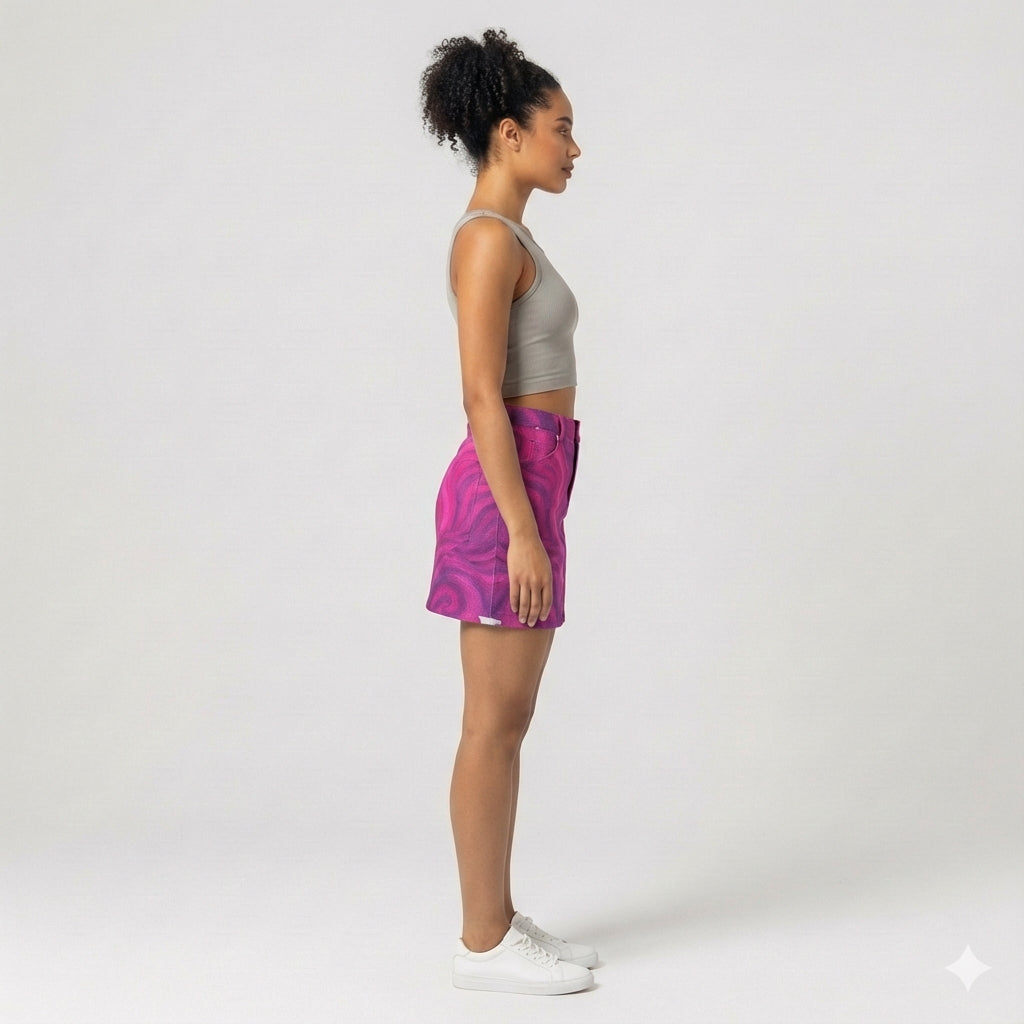 Denim Mini Skirt Purple Storm
