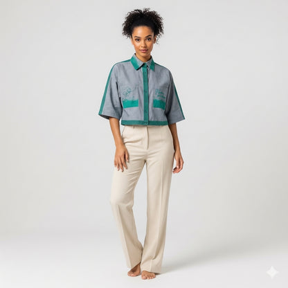 Kimono Sleeve Shirt in Lightweight Cotton Poplin