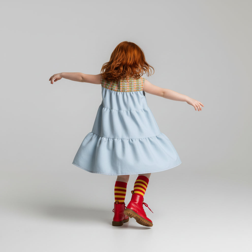 Meowsville Dress in Ice Blue