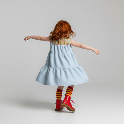 Meowsville Dress in Ice Blue