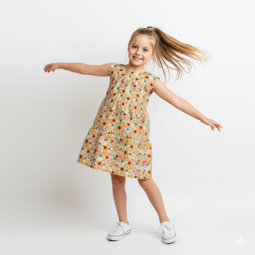 Colorful Floral Summer Dress for Girls