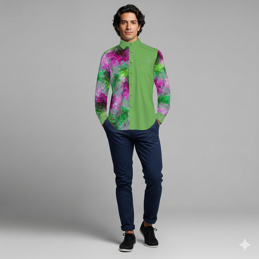 Mauricio-Print 3 Button-Up Shirt (French Placket/Unisex)