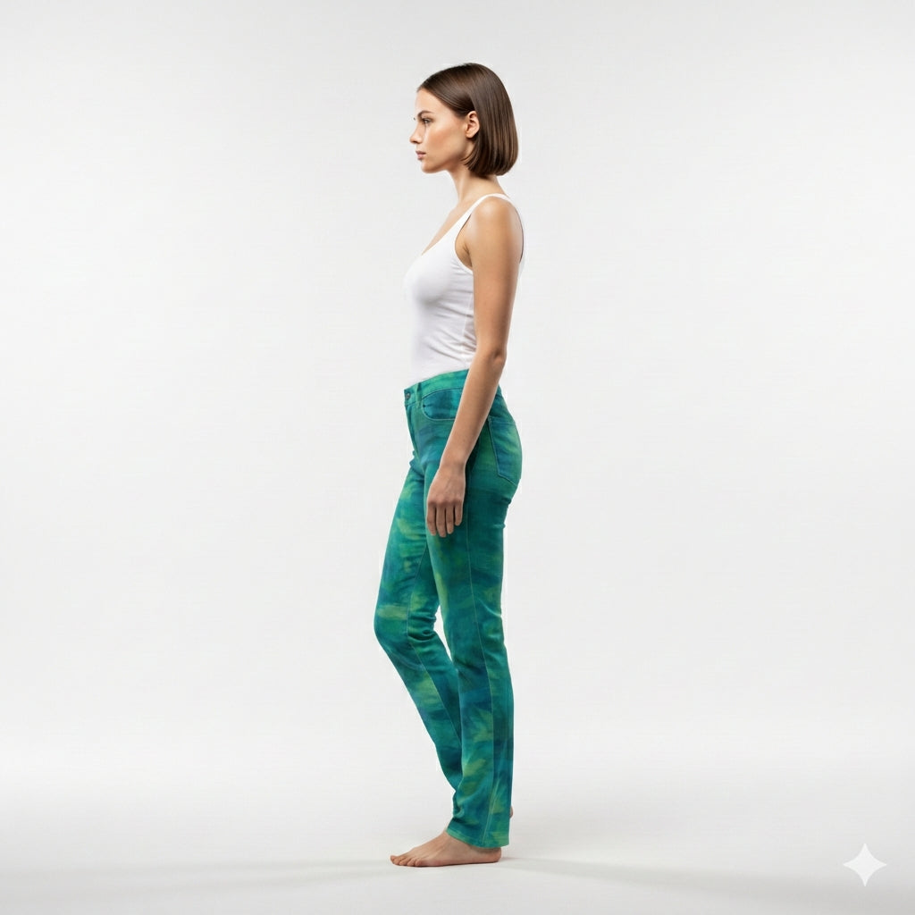 Skinny Jeans Turquoise Watercolors