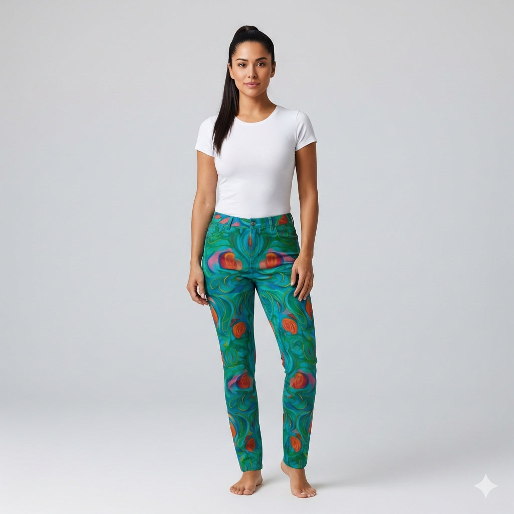 Skinny Jeans Floral Swamp – Slim Jeans in Heavyweight Stretch Cotton Denim