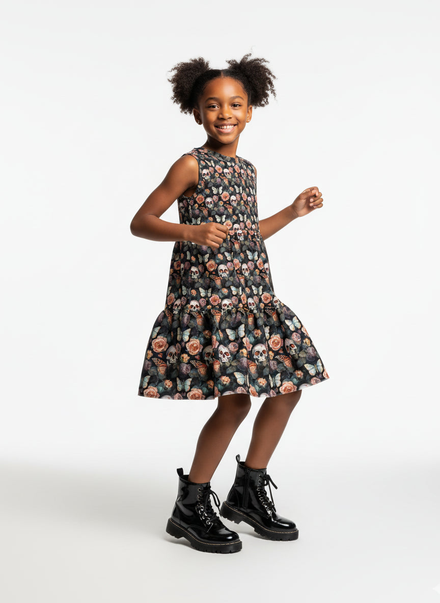 Butterfly Skull Dress – Ruffle Dress without Lining
