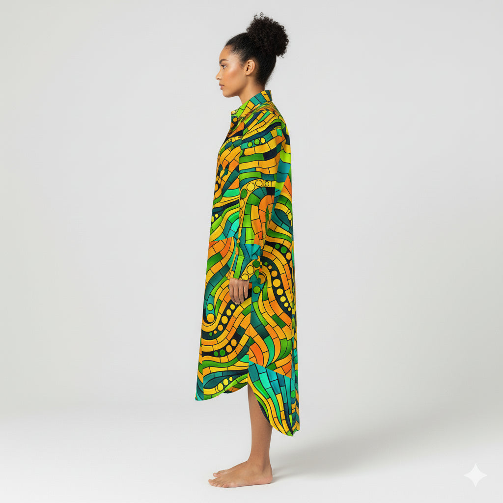 Long Sleeve Shirt Dress Mosaic 11