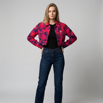 Cropped Jean Cotton Jacket Pink Paint