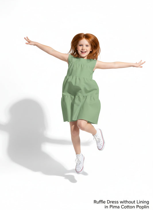 Ruffle Dress without Lining in Pima Cotton Poplin