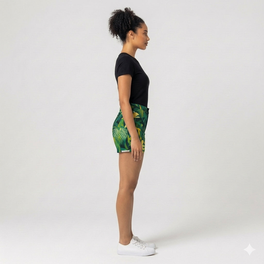 Regular Jean Shorts Green Leaves