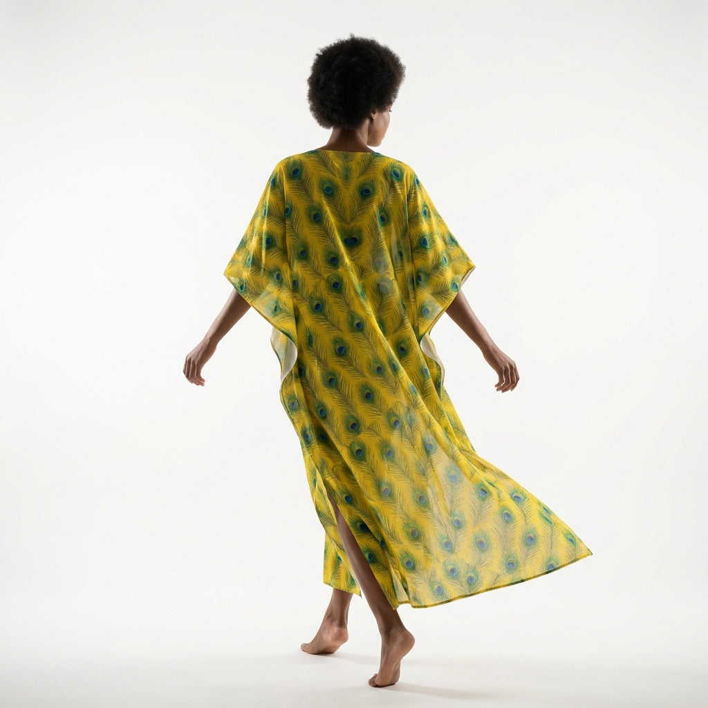 Caftan Yellow Peacock Feathers