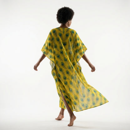 Caftan Yellow Peacock Feathers