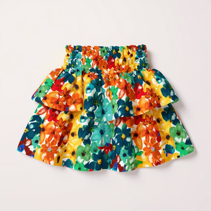 Kid's Smocked Ruffle Skirt in Fleur de Esti
