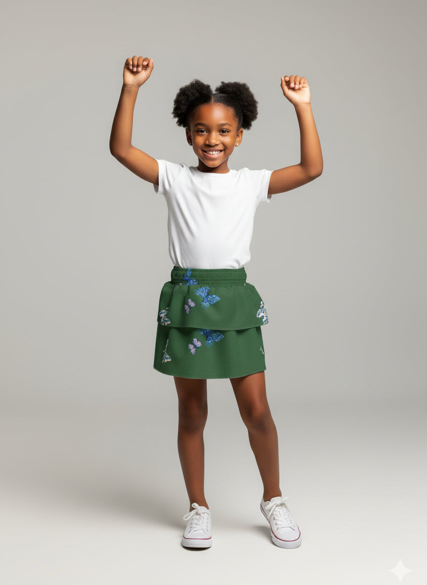 Emerald Fluttering Butterflies Mini Skirt