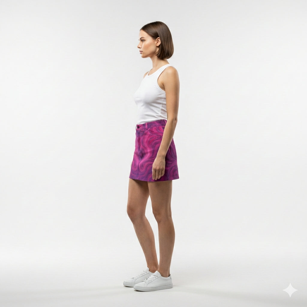 Denim Mini Skirt Purple Storm