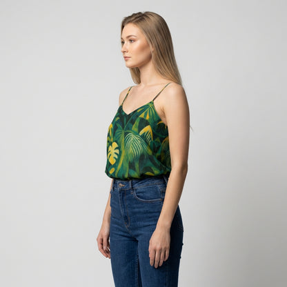 Camisole Green Leaves | Lightweight Organic Cotton Voile