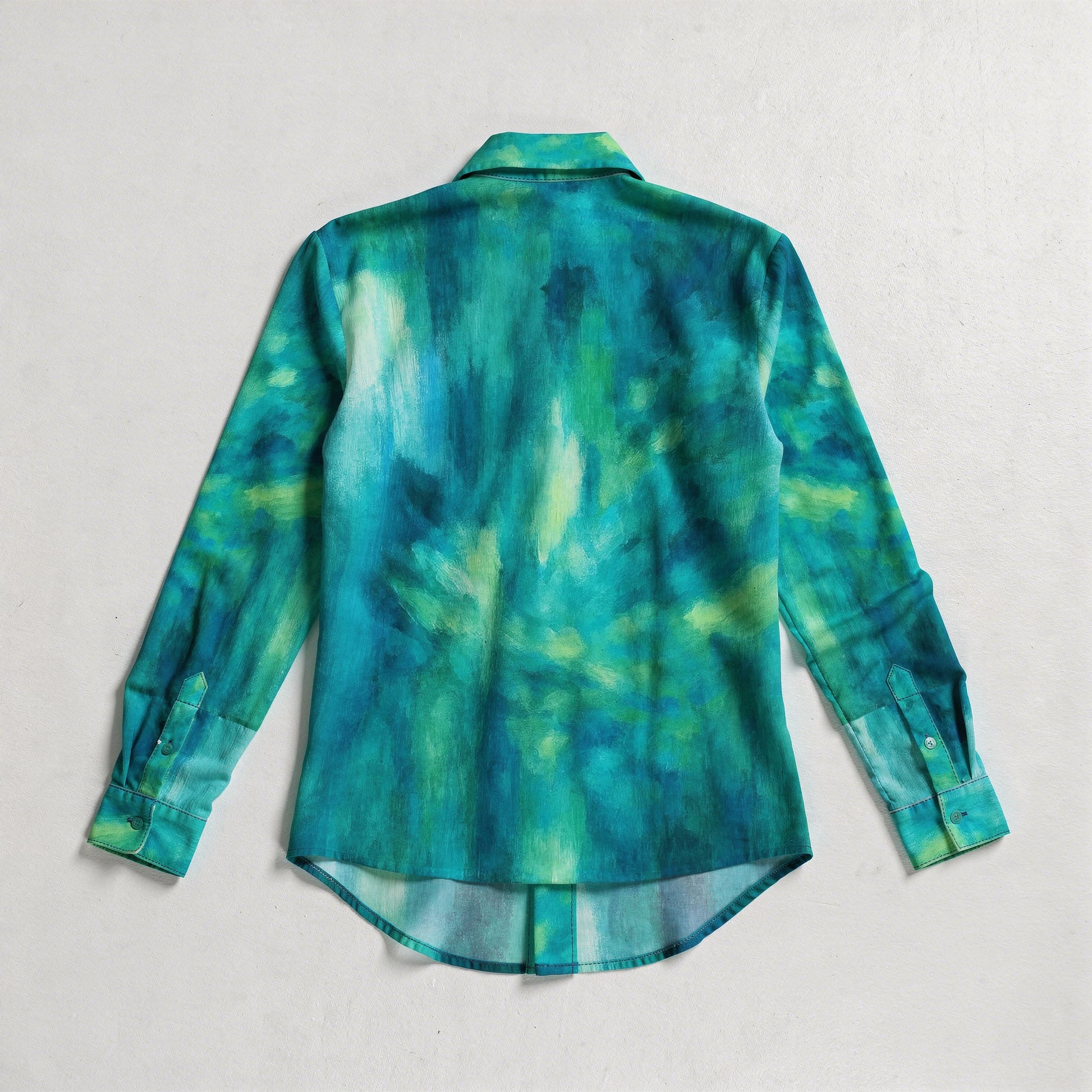 Button Front Shirt Turquoise Watercolors