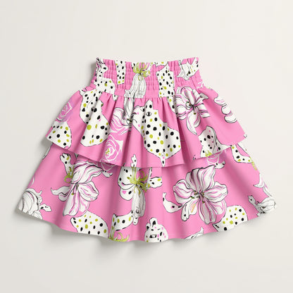 Kid's Smocked Skirt in Sketching Summer Pink