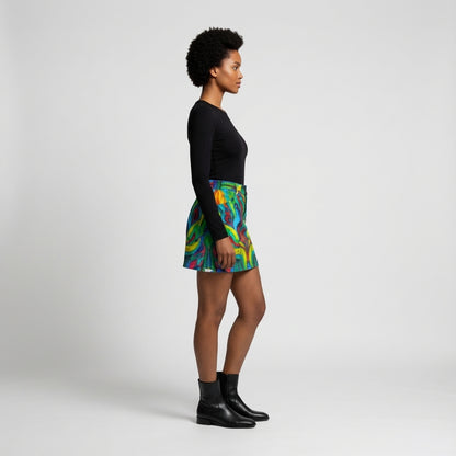 Denim Mini Skirt Green Jungle