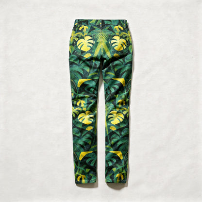 Skinny Jeans Green Leaves - Slim Jeans in Heavyweight Stretch Cotton Denim