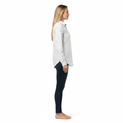 Crown and Lines Black on White Button Front Shirt