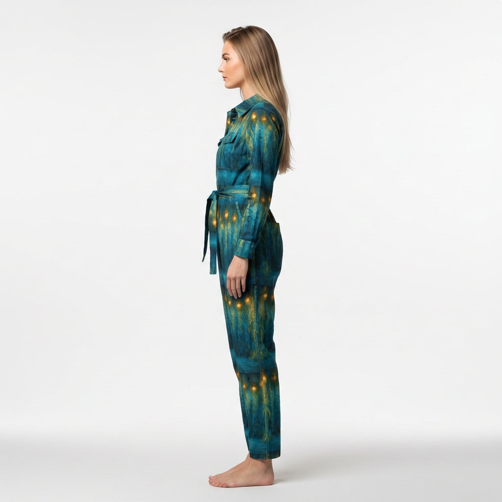 Lightweight Jumpsuit Starlight - Cotton Poplin Button Front