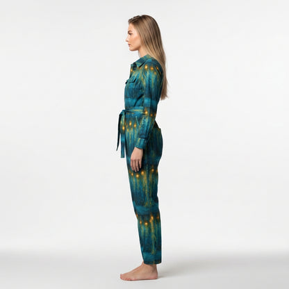 Lightweight Jumpsuit Starlight - Cotton Poplin Button Front