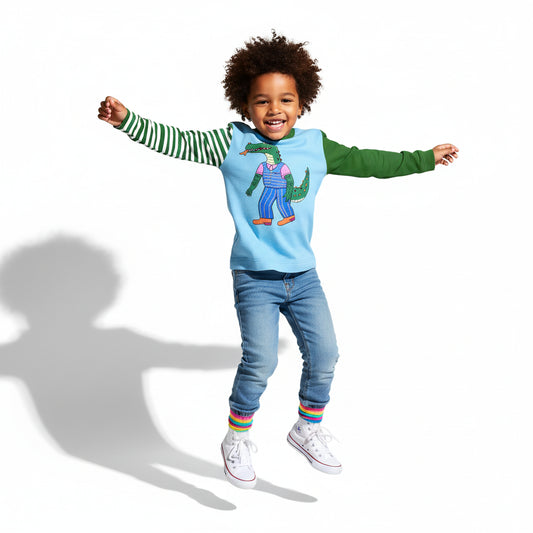 Dapper Crocodile Top – Children’s Long Sleeve T-Shirt