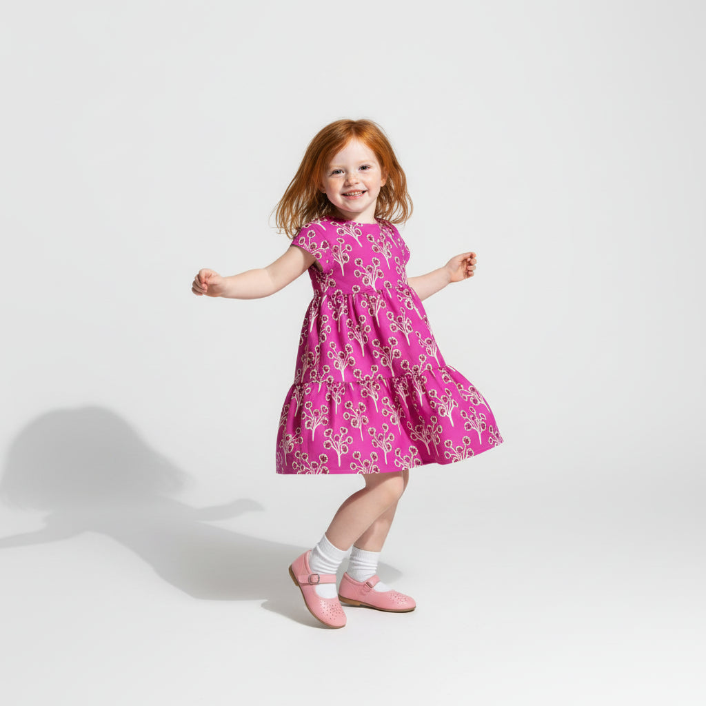 Little Lizzie Ruffle Dress - Lined - Pink Posey