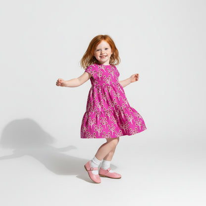 Little Lizzie Ruffle Dress - Lined - Pink Posey