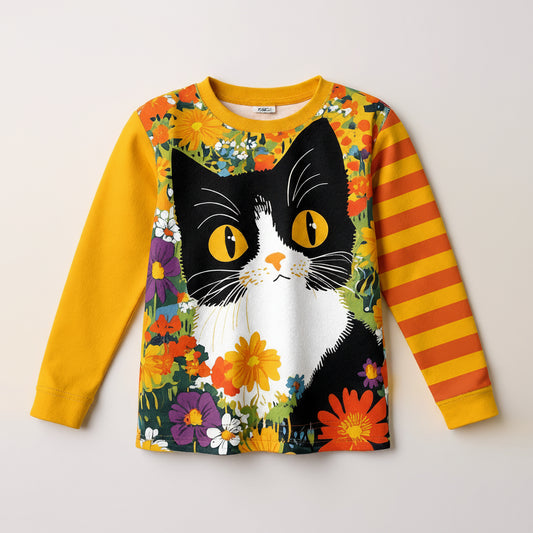 Curious Cat Top – Kids’ Long Sleeve T-Shirt