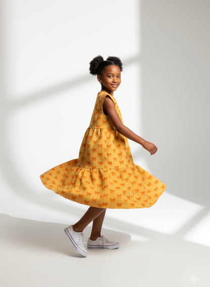 Orange Dress with Cute Bows