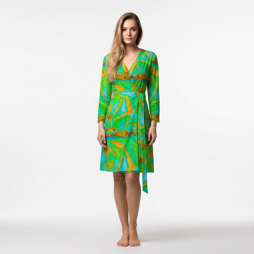 Wrap Dress Palm Tree Island – Traditional Jersey Wrap Dress