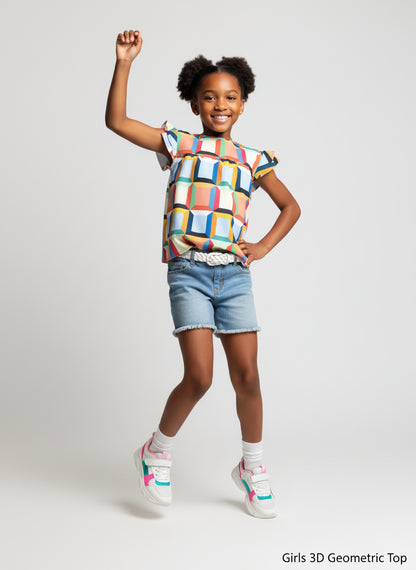 Girls 3D Geometric Top