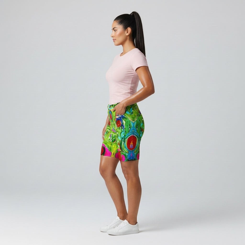 Pink Water Lilies Demin Shorts