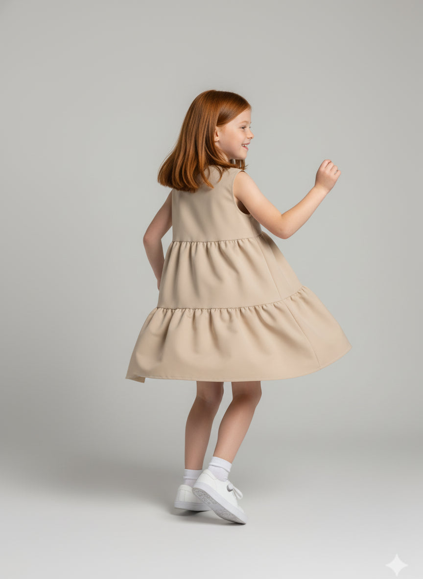 Ruffle Dress without Lining in Pima Cotton Poplin
