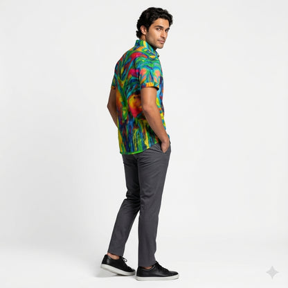 Short Sleeve Dress Shirt Green Jungle