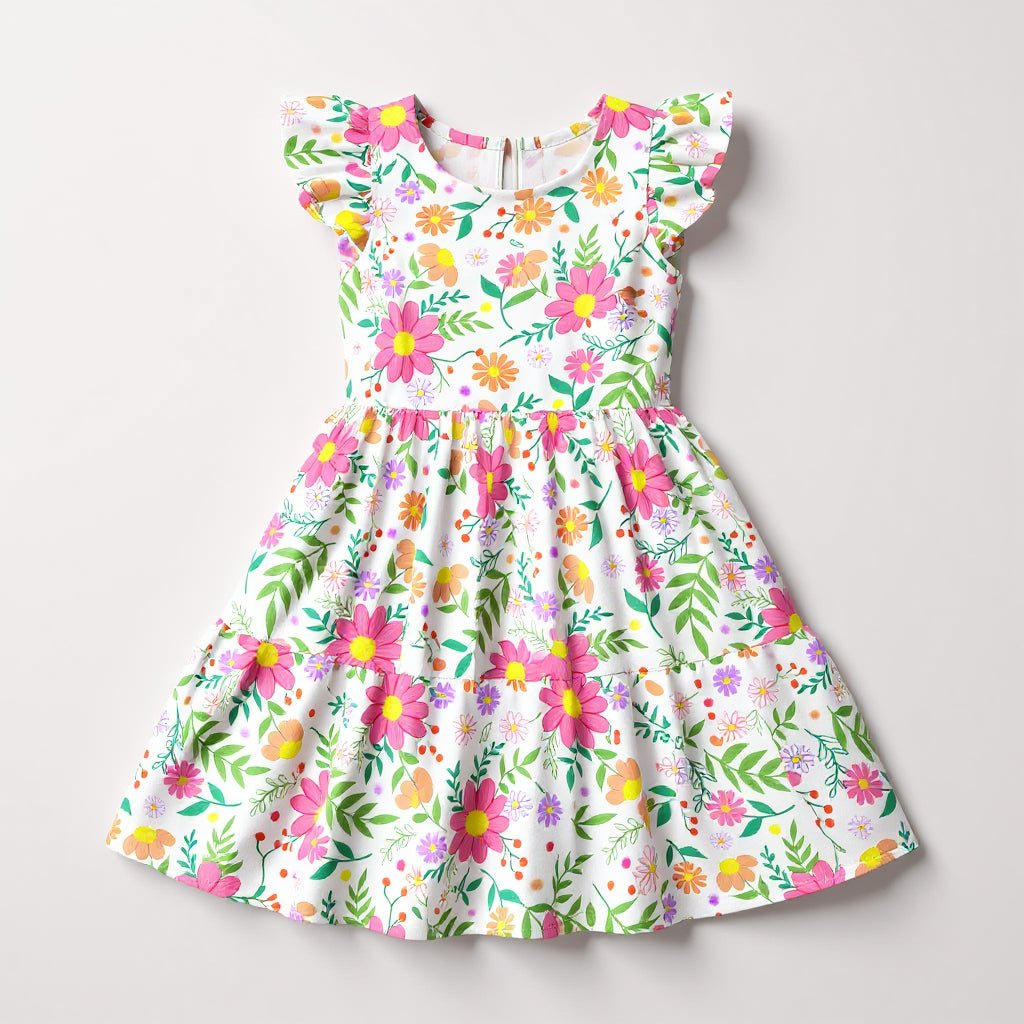 Bright Floral Ruffled Dress