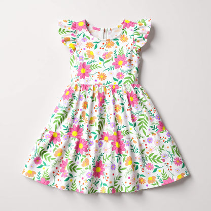 Bright Floral Ruffled Dress