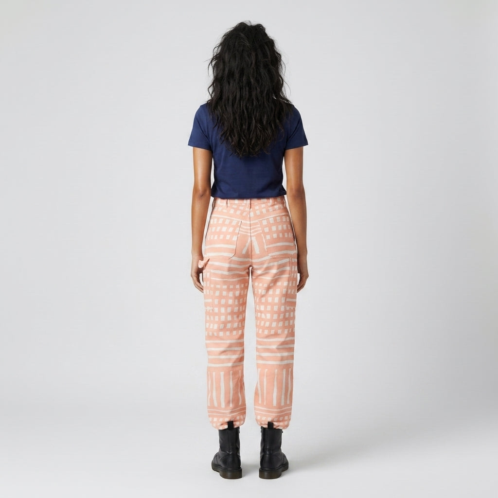 Everywhere Peach Check Carpenter Pants 