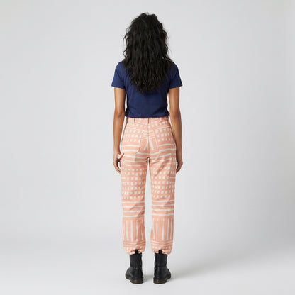 Everywhere Peach Check Carpenter Pants 