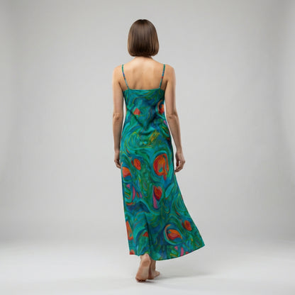 Bias Slip Dress Floral Swamp