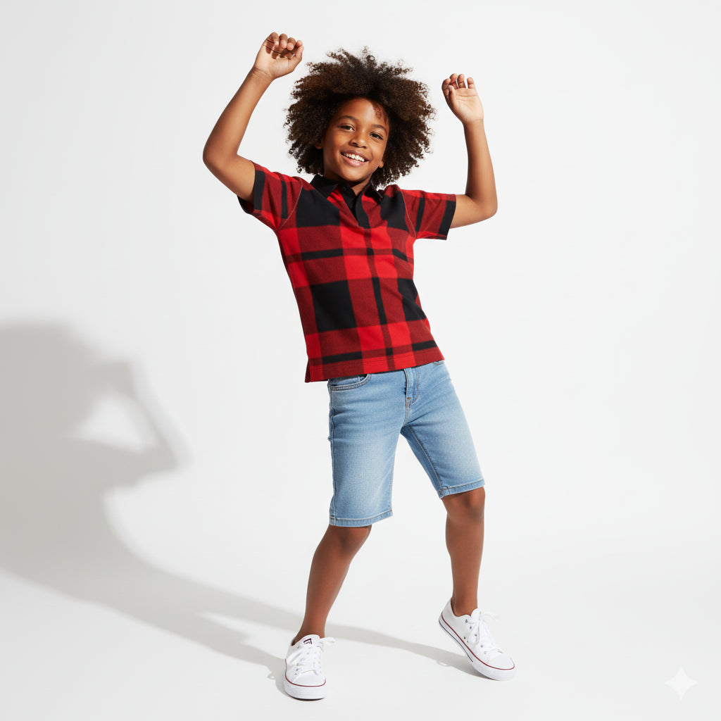 The Biggie Smalls Red + Black Lumberjack Polo Shirt
