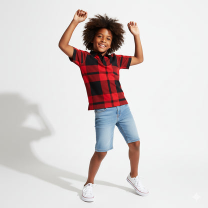 The Biggie Smalls Red + Black Lumberjack Polo Shirt
