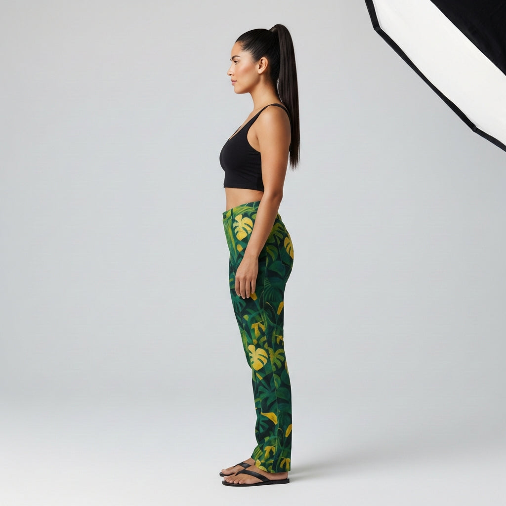 Skinny Jeans Green Leaves - Slim Jeans in Heavyweight Stretch Cotton Denim