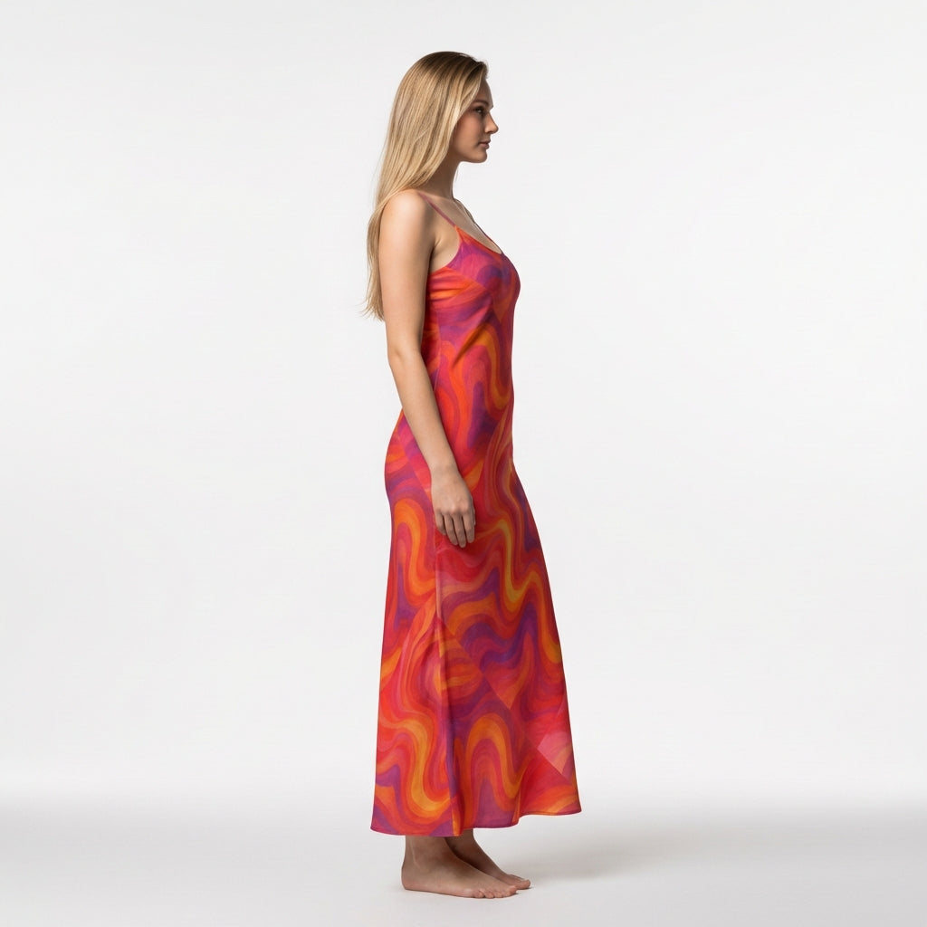 Bias Slip Dress Pink Sunset