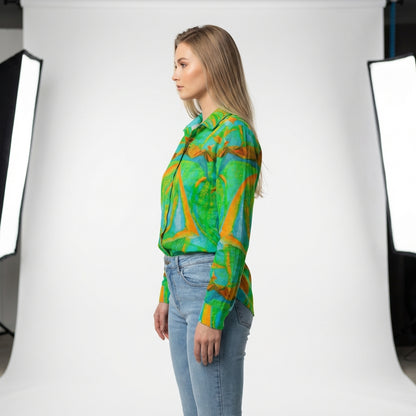 Button Front Shirt Palm Tree Island