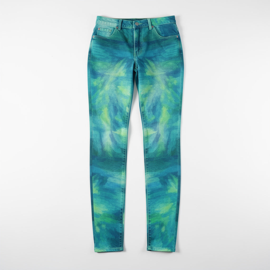 Skinny Jeans Turquoise Watercolors